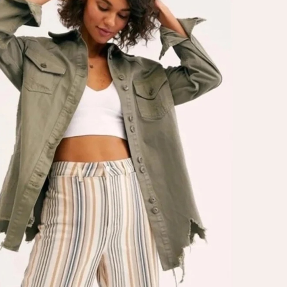Free People Moonchild Olive Utility Jacket/ Shacket Sz S